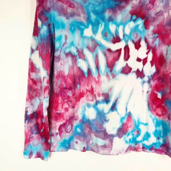 Unicorn Farm Kim Rogers Medium MP Top Turtleneck Tie Dye Handmade Pink Blue 451 - Picture 8 of 10